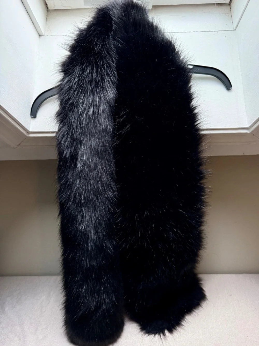 Akira Lined Black Faux Fur Wrap Shawl Scarf Stole